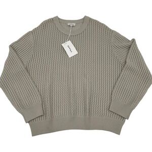 NWT Frame Womens Open Knit‎ Sweater Size XL Mineral Quiet Luxury Fisherman Basic